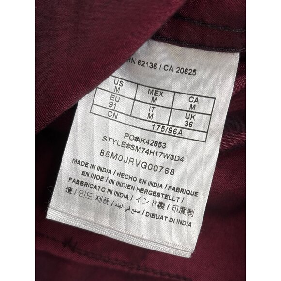 Y2K Guess Men's Short Sleeve Button Up Shirt Burgundy Military Style M - Picture 5 of 8